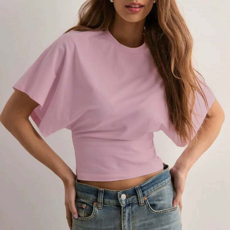 Women’s Batwing Sleeve Fitted T-Shirt Casual Summer Top