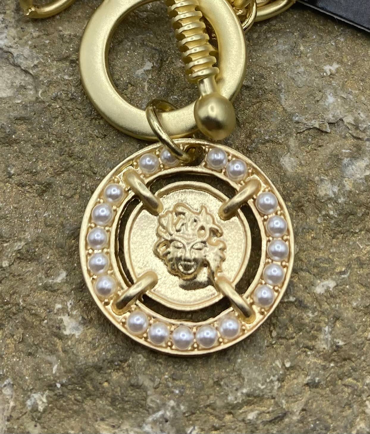 VOGUE—Runway Series: Gold Medusa Chain Charm Statement Bracelet