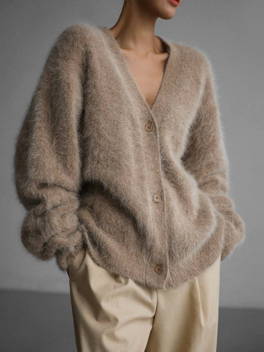 FREE SPIRIT DREAMER Series: Faux Mink Knit Oversized Cardigan Soft Cozy Sweater