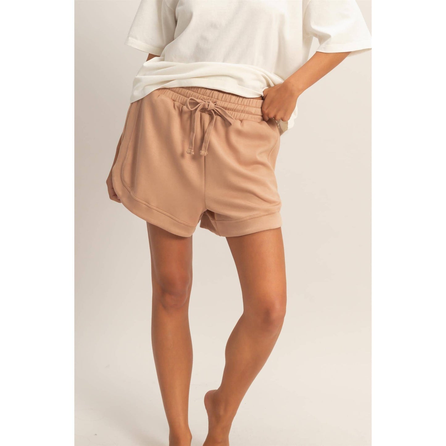 Elasticized Waist Loose Shorts