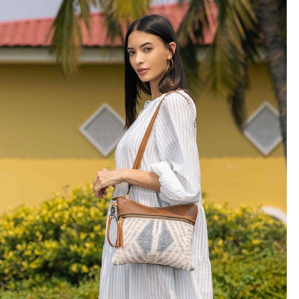 Woven/Leather, Pastel Small & Crossbody Bag—Montana Boho Western Spirit Fashion:
