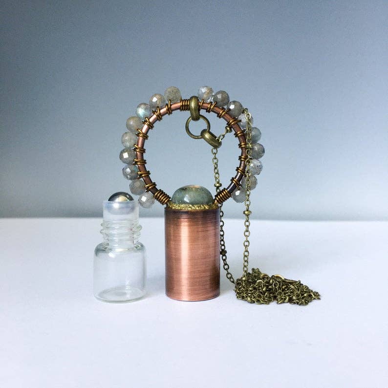 Rocky Mountain Spirit Jewelry: Labradorite Rollerball Necklace