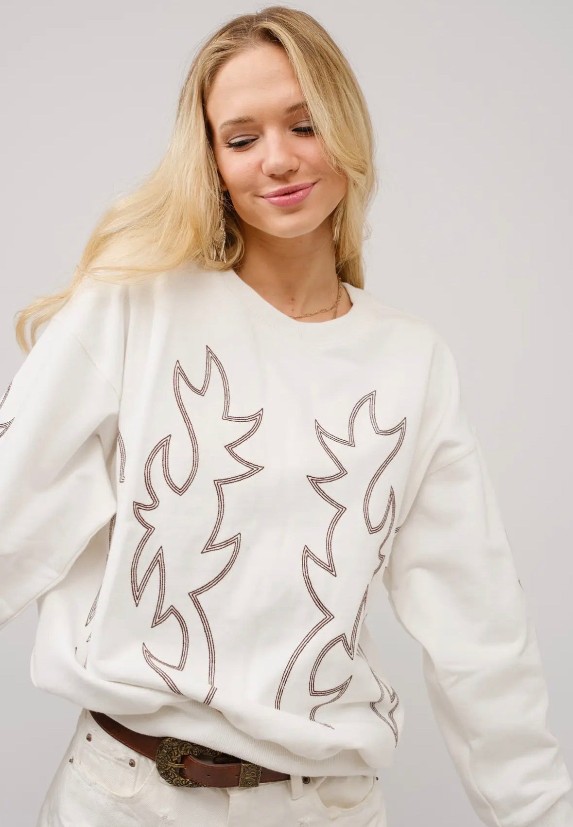 Sweatshirt Boot Stitch Ivory