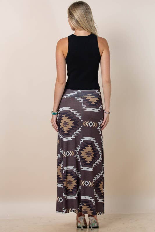 Montana Boho Western Spirit Fashion: AZTEC PRINT A-LINE KNIT FULL SKIRT