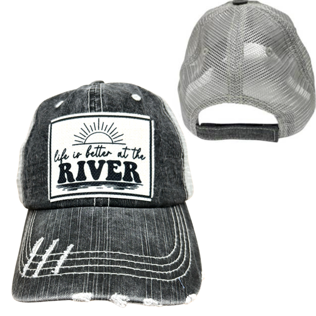 LIFE IS BETTER AT THE RIVER | UNISEX HAT | DISTRESSED: Montana Boho Western Spirit Accessories