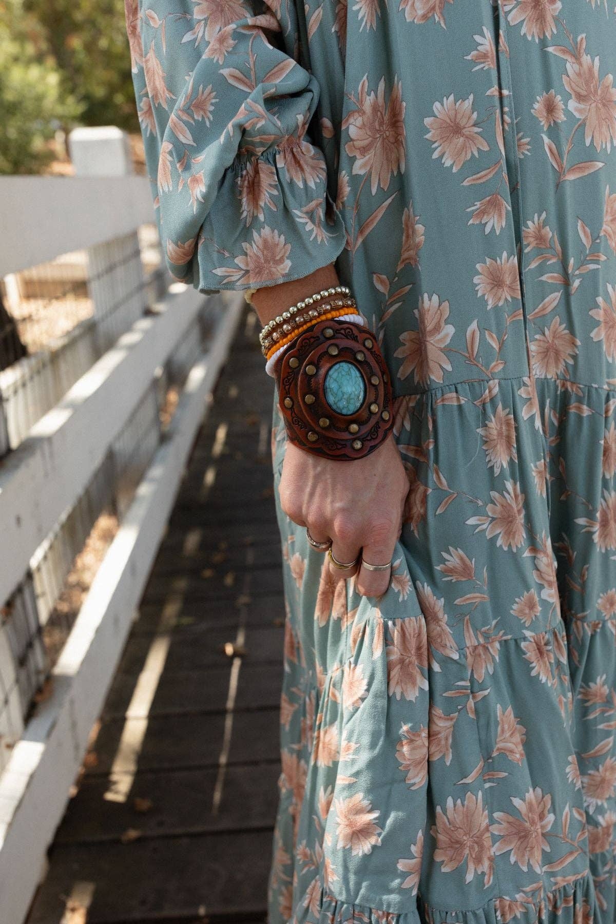 Montana Boho Western Spirit Jewerly: Aegean Boho Leather Cuff Bracelet - Brown