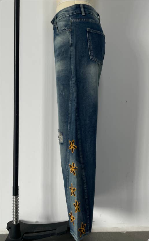 Floral cutout Embroidered Distressed jeans: FREE SPIRIT DREAMER Series: Boho & Free-People loving styles.