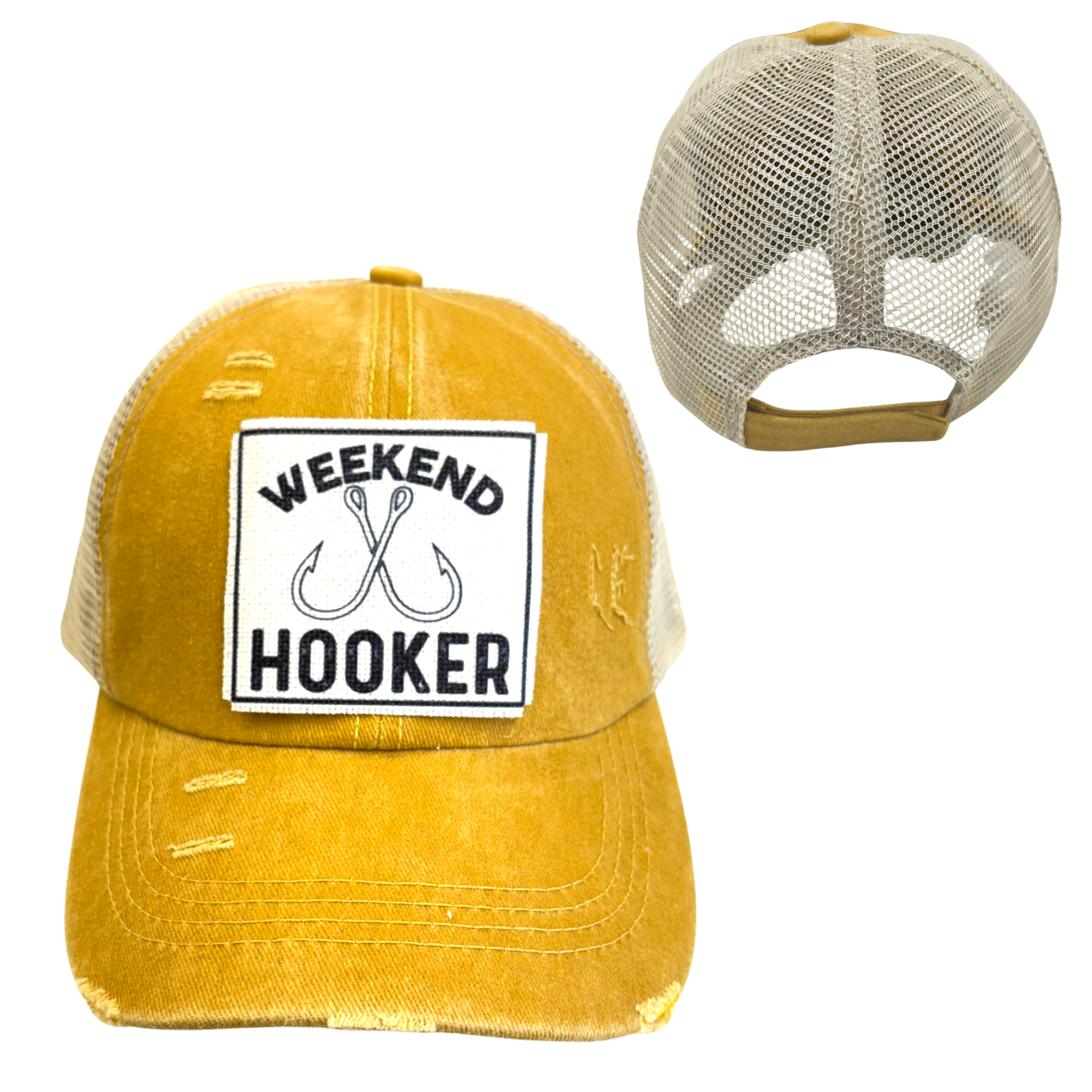 WEEKEND HOOKER | FISHING | UNISEX HAT | DISTRESSED: Montana Boho Western Spirit Accessories: