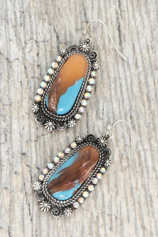 Montana Boho Western Spirit Jewelry: TRAPEZOID TURQUOISE DROP EARRINGS
