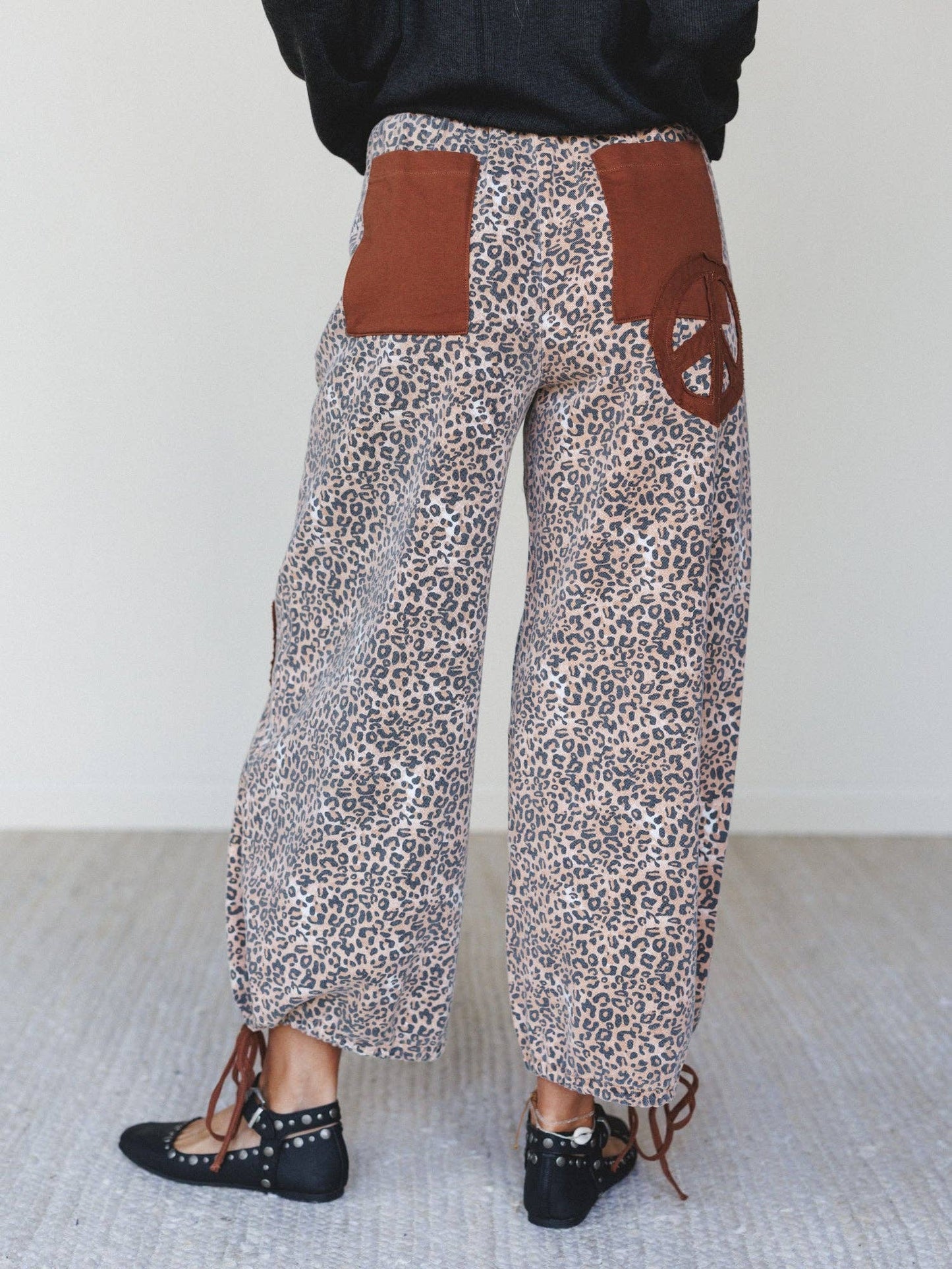 FREE SPIRIT DREAMER Series:Laurel Lee Patchwork Pants - Taupe Leopard