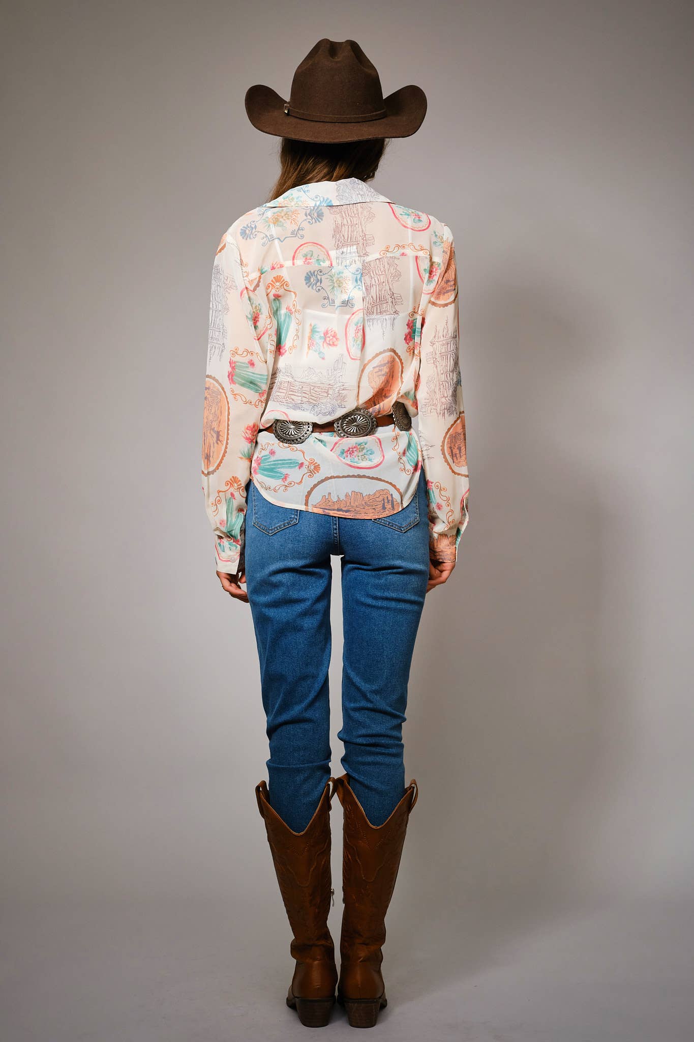 Montana Boho Western Spirit: Western Print Chiffon Shirt
