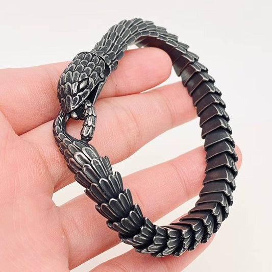 VOGUE—Runway Series: Black Coated Stainless Steel Snake Chain Bracelet