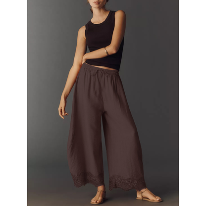 Flowy & Comfee: Lace Patchwork Wide-Leg Pants