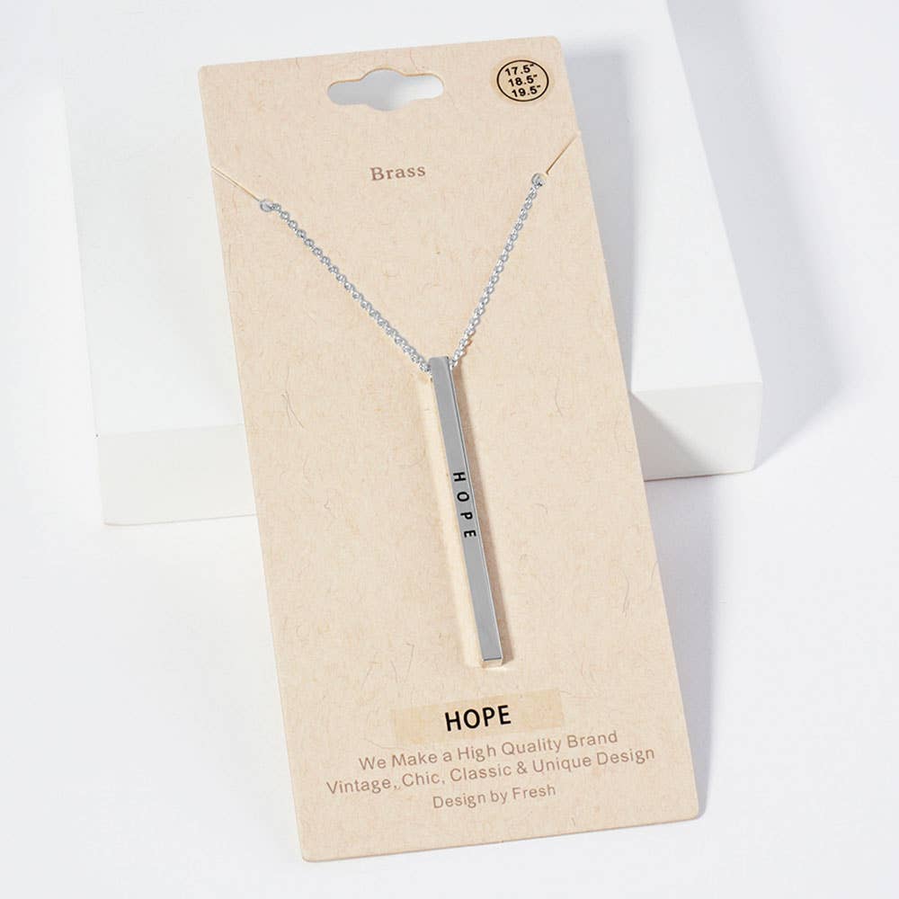 HOPE Brass Metal Bar Pendant Necklace: Montana Boho Western Spirit Jewelry