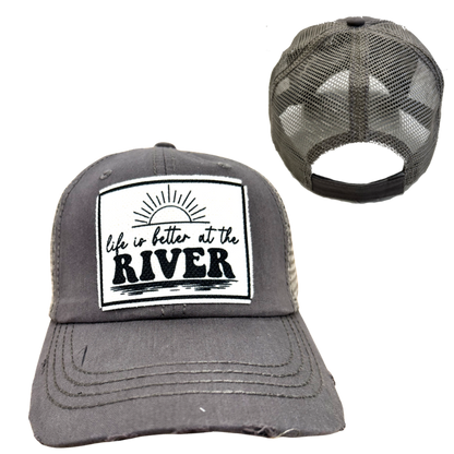 LIFE IS BETTER AT THE RIVER | UNISEX HAT | DISTRESSED: Montana Boho Western Spirit Accessories