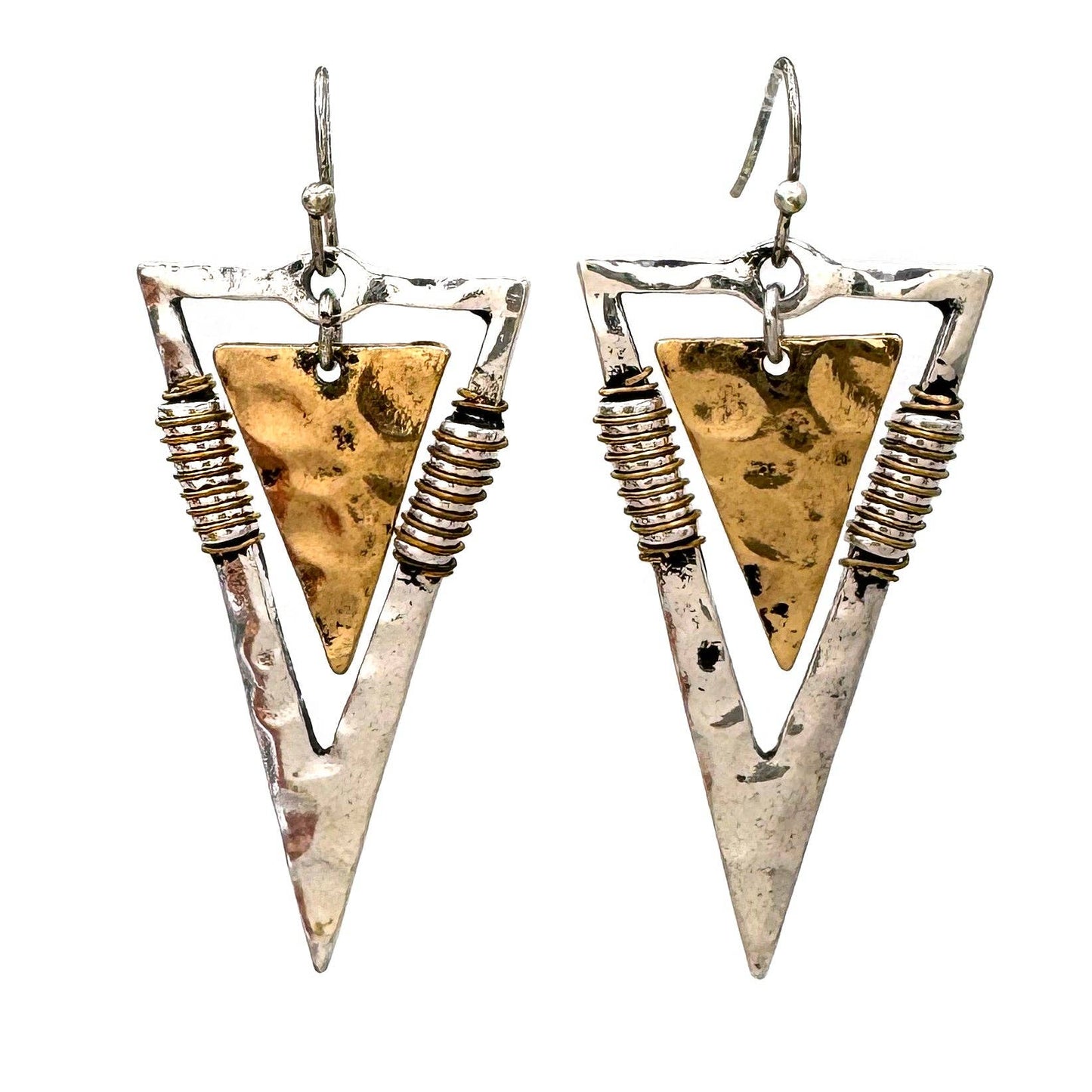 Montana Boho/Western Spirit Jewerly: Triangle Arrow Metal Wired Earrings