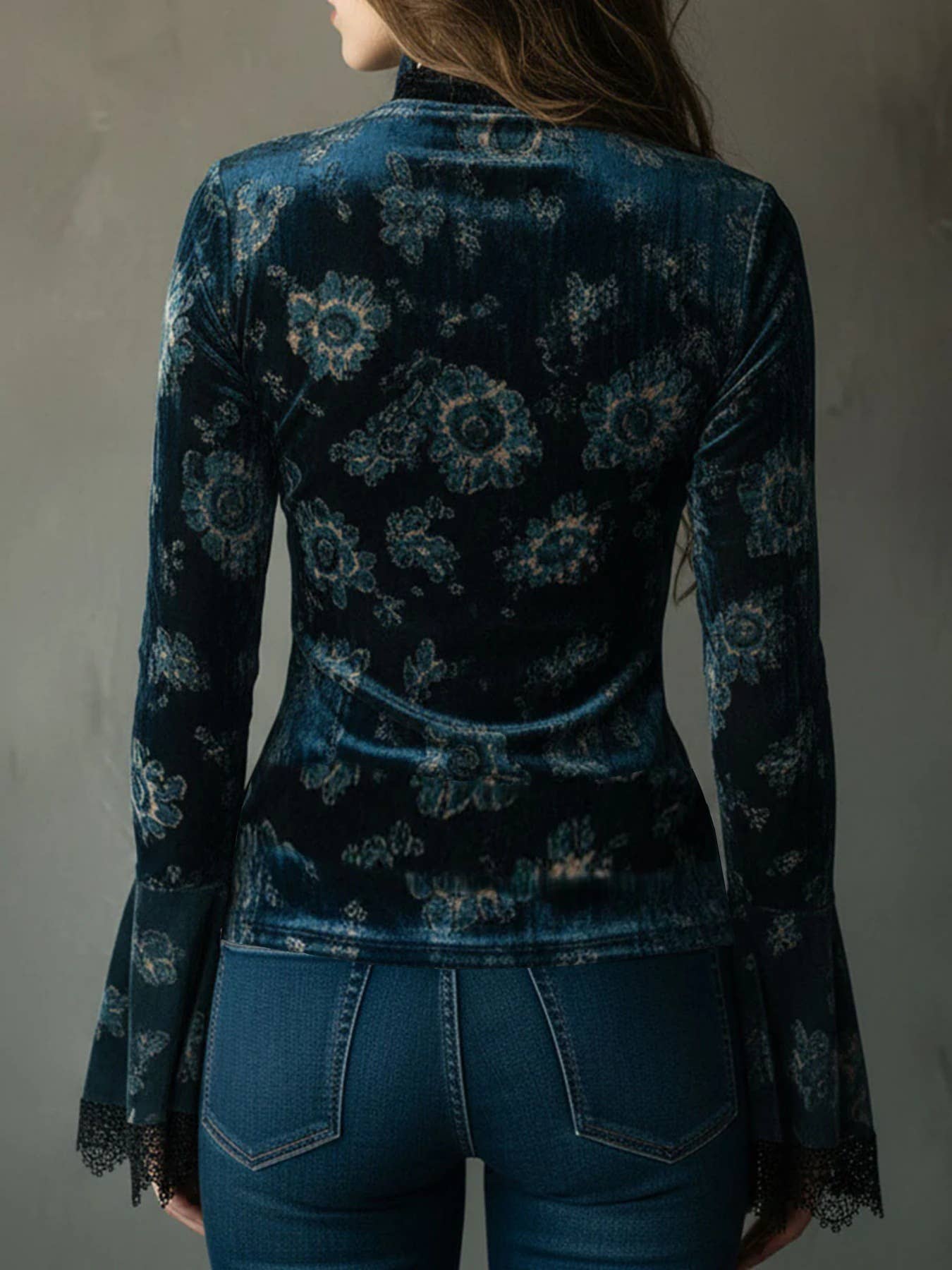 Floral Lace Trim Long Sleeve Blouse— Montana Boho Western Spirit Fashion