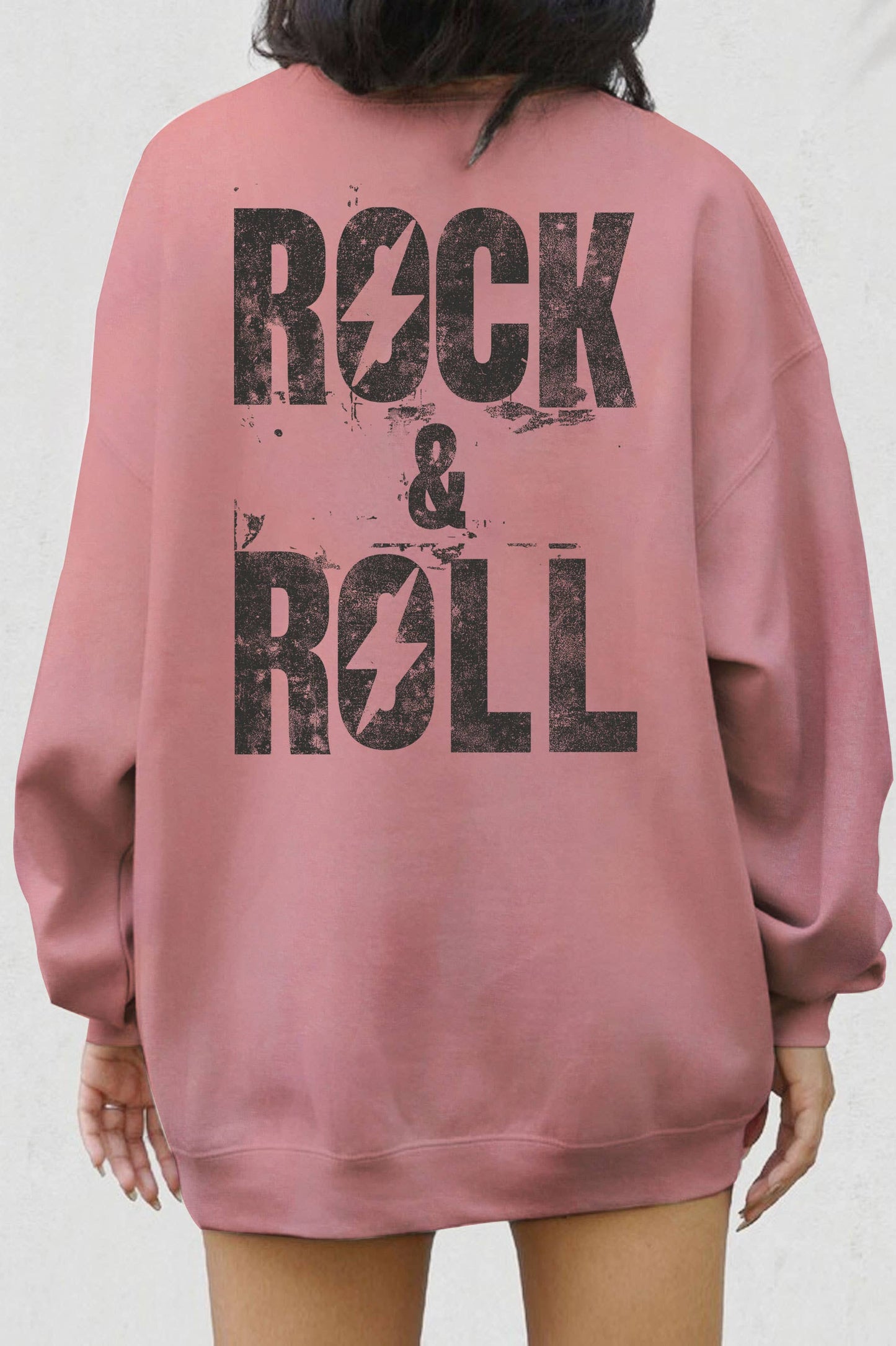 ROCK & ROLL OVERSIZE FRONT & BACK GRAPHIC TERRY SWEATSHIRTS