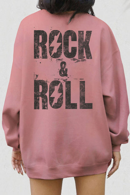 ROCK & ROLL OVERSIZE FRONT & BACK GRAPHIC TERRY SWEATSHIRTS