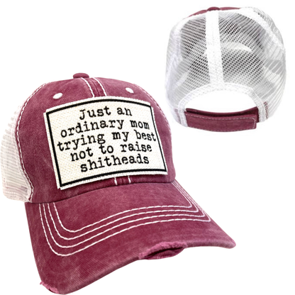 MOM TRYING NOT TO RAISE SHITHEADS | WOMAN'S HAT | DISTRESSED