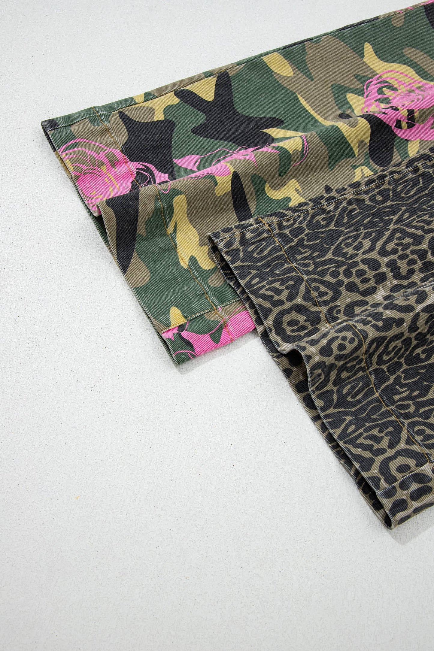 Faded Camo Print Leopard Patchwork Jeans: FREE SPIRIT DREAMER Series: Boho &amp; Free-People loving styles.&nbsp;