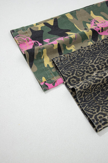 Faded Camo Print Leopard Patchwork Jeans: FREE SPIRIT DREAMER Series: Boho &amp; Free-People loving styles.&nbsp;