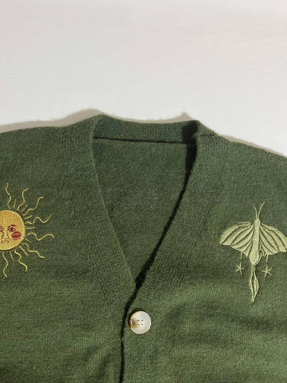 Mysterious Universe Sun & Moon Embroidered cropped cardigan