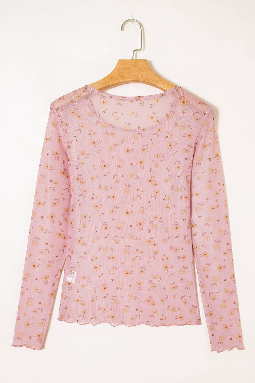 Montana Boho/Western Essentials: Vintage Floral Print Southern Style Mesh Long Sleeve Top