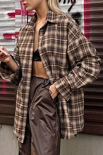 Chic Plaid Shirt for Effortless Style (Brown Plaid Flannel)