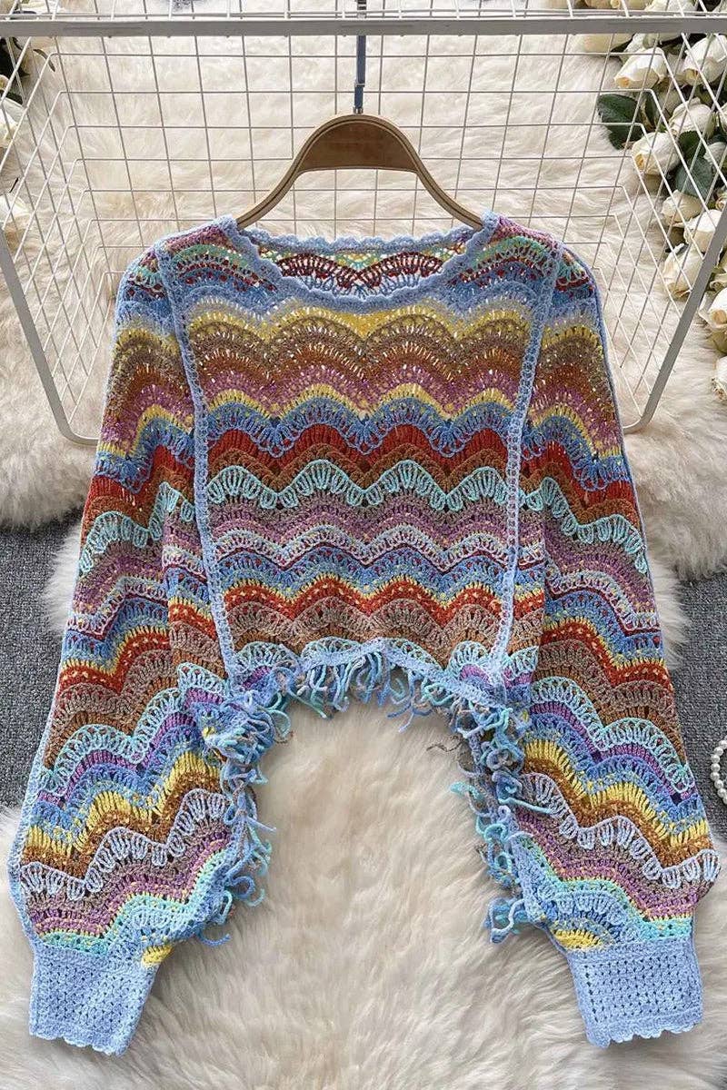 Textured Wave Pattern Sweater