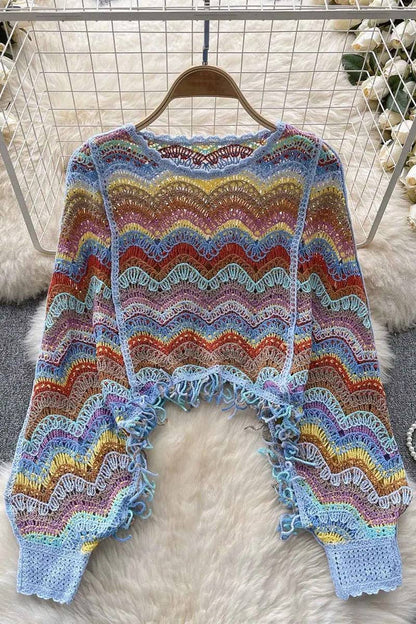 Textured Wave Pattern Sweater
