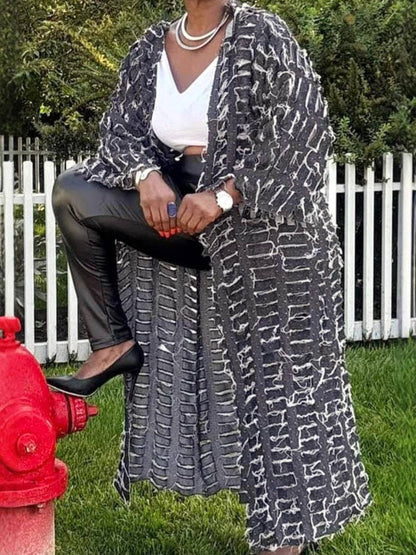 Be A Show-Stopper: Fashion Casual Ripped Tassel Long Sleeve Denim Duster (Or Coat)
