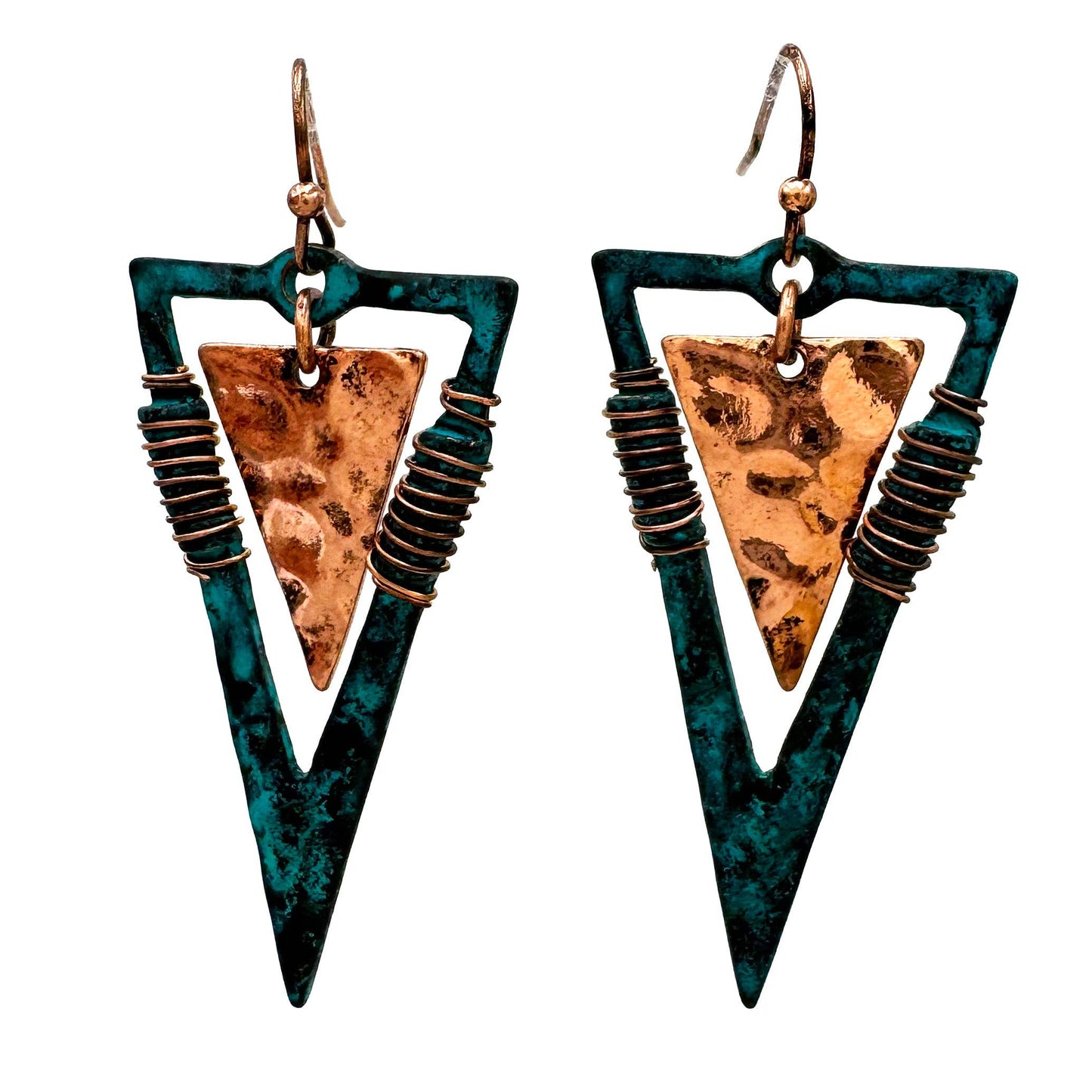 Montana Boho/Western Spirit Jewerly: Triangle Arrow Metal Wired Earrings