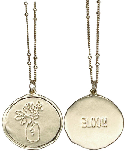 La Déesse Collection Posy "BLOOM" Brass Reversible Necklace