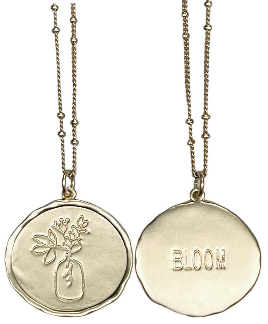 La Déesse Collection Posy "BLOOM" Brass Reversible Necklace