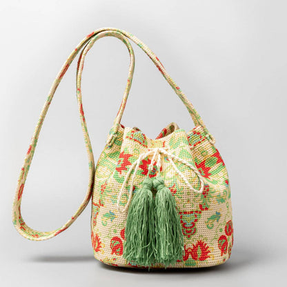 Vintage Print Bucket Shoulder Bag: FREE SPIRIT DREAMER Series: Boho & Free-People loving styles.