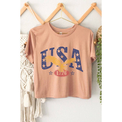 USA 1776  GRAPHIC CROP TOP: Montana Boho Western Spirit Fashion