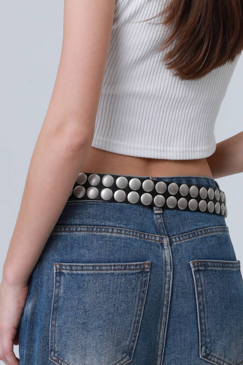 Statement Wide Belt – Oval Buckle with Decorative Studs
