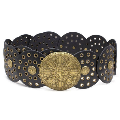 Montana Boho Western Spirit Accessories: DOUBLE LINER Y2K BOHO DISC BELT IW-94801AGO