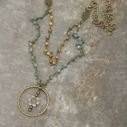 Picasso Wildflower Glass Bead Necklace: FREE SPIRIT DREAMER Series: Boho & Free-People loving styles.