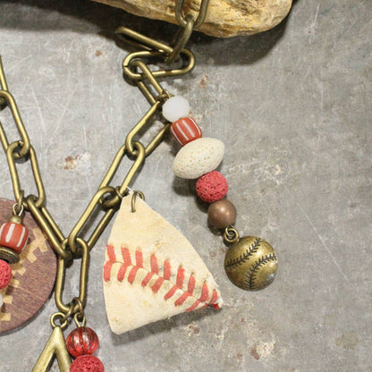 Home Run Hitter Charmed Necklace (Baseball): FREE SPIRIT DREAMER Series: Boho & Free-People loving styles.