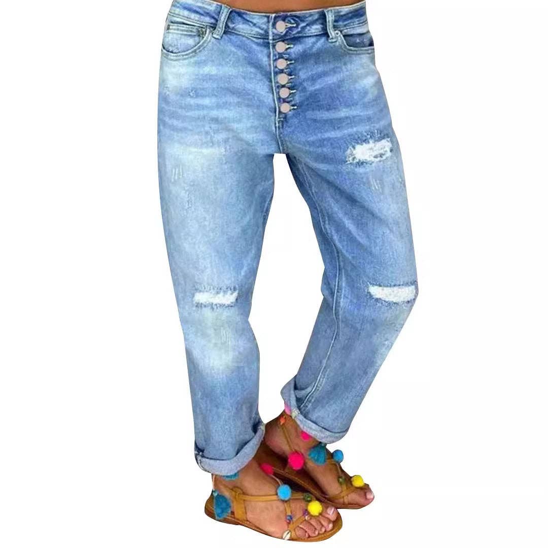 Loose Distressed traight Leg Pants: Montana Boho Western Spirit Fashion: