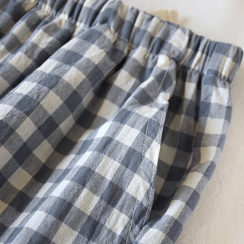 Soft cozy easy Gingham short cotton daily lounge short
