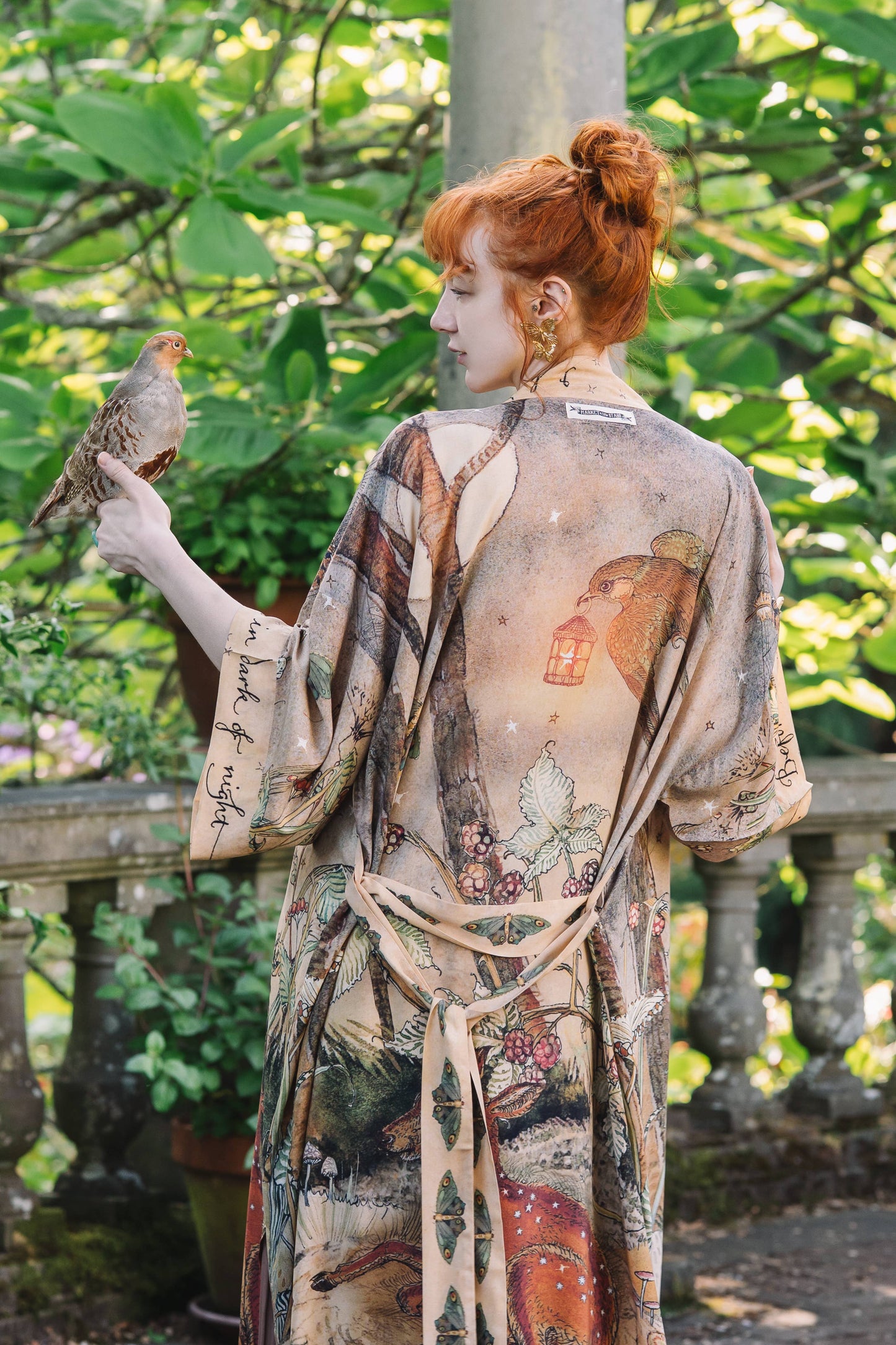 Duster: Lovelight Opera Duster Kimono Robe w/woodland deer & swallow