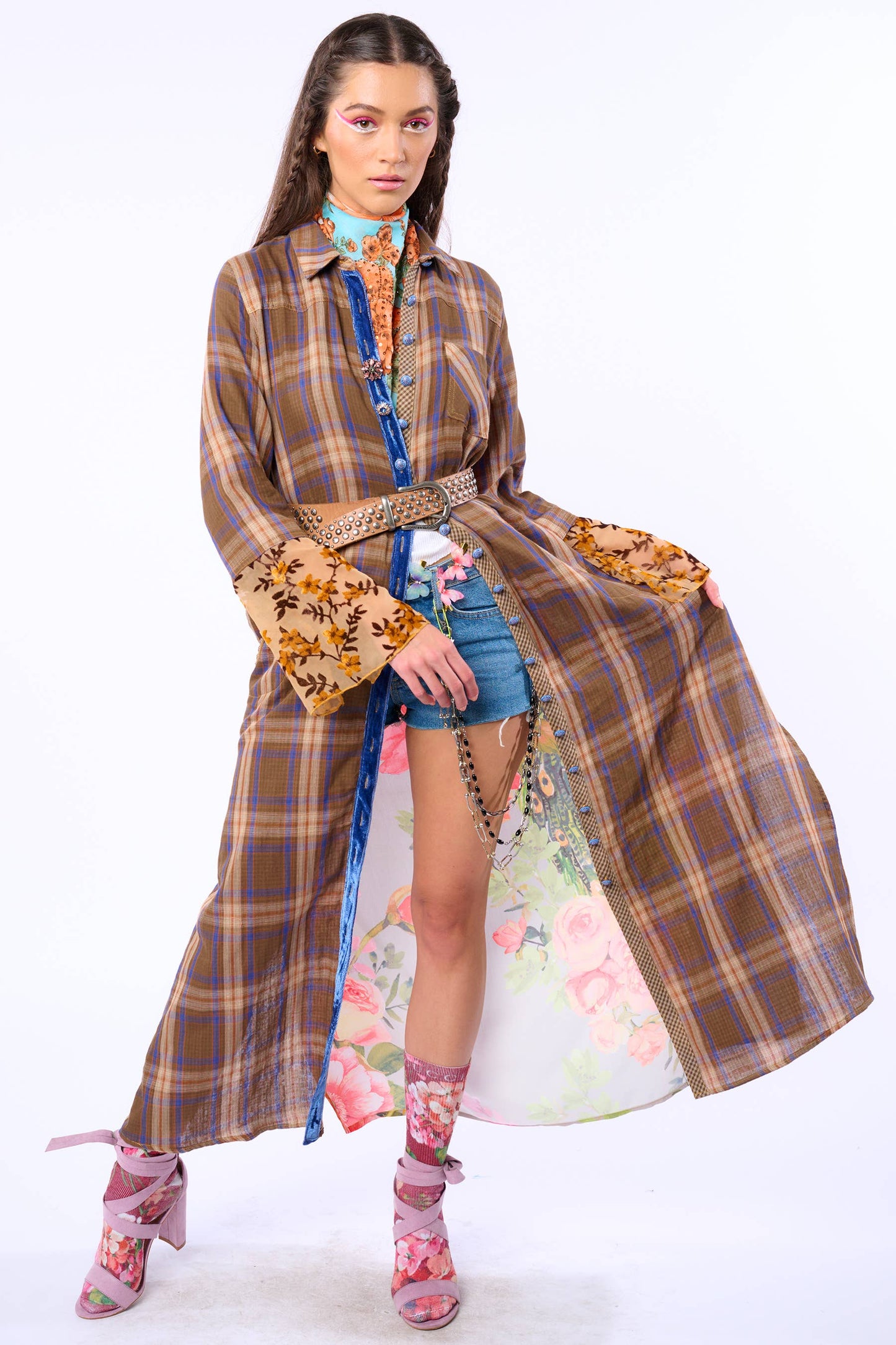BoHo Fashion: Anna Button Up Shirt Dress | Plaid Maxi | Peacock Print