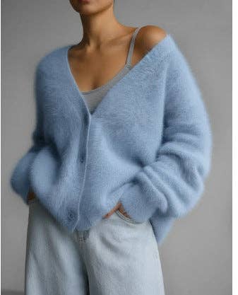 Be A Show Stopper: Cozy Faux Mink Knit Cardigan Loose Fit Soft Sweater