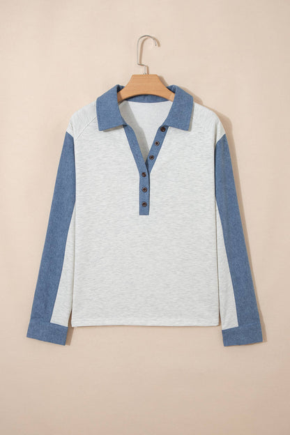 Montana Boho Western Spirit Fashion: Patchwork Collar Half Button Top