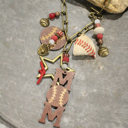 Home Run Hitter Charmed Necklace (Baseball): FREE SPIRIT DREAMER Series: Boho & Free-People loving styles.