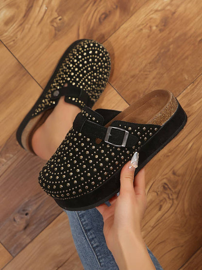 FREE SPIRIT DREAMER Series: Rivet Buckle Closed Toe Platform Slippers