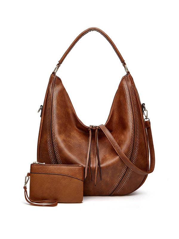 Hobo Bag—Pockets  2 Pcs Zipper Handbags